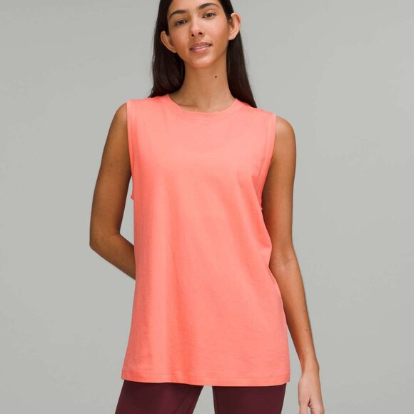 Lululemon All Yours Tank Top Raspberry Cream Size 14 Pima Cotton Muscle $48 - Picture 1 of 4